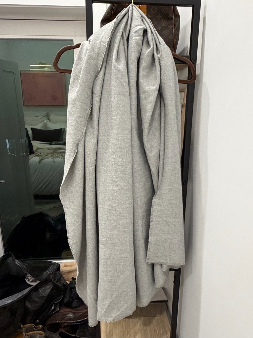 Oversized Grey Zara Scarf Fringed bottom like new